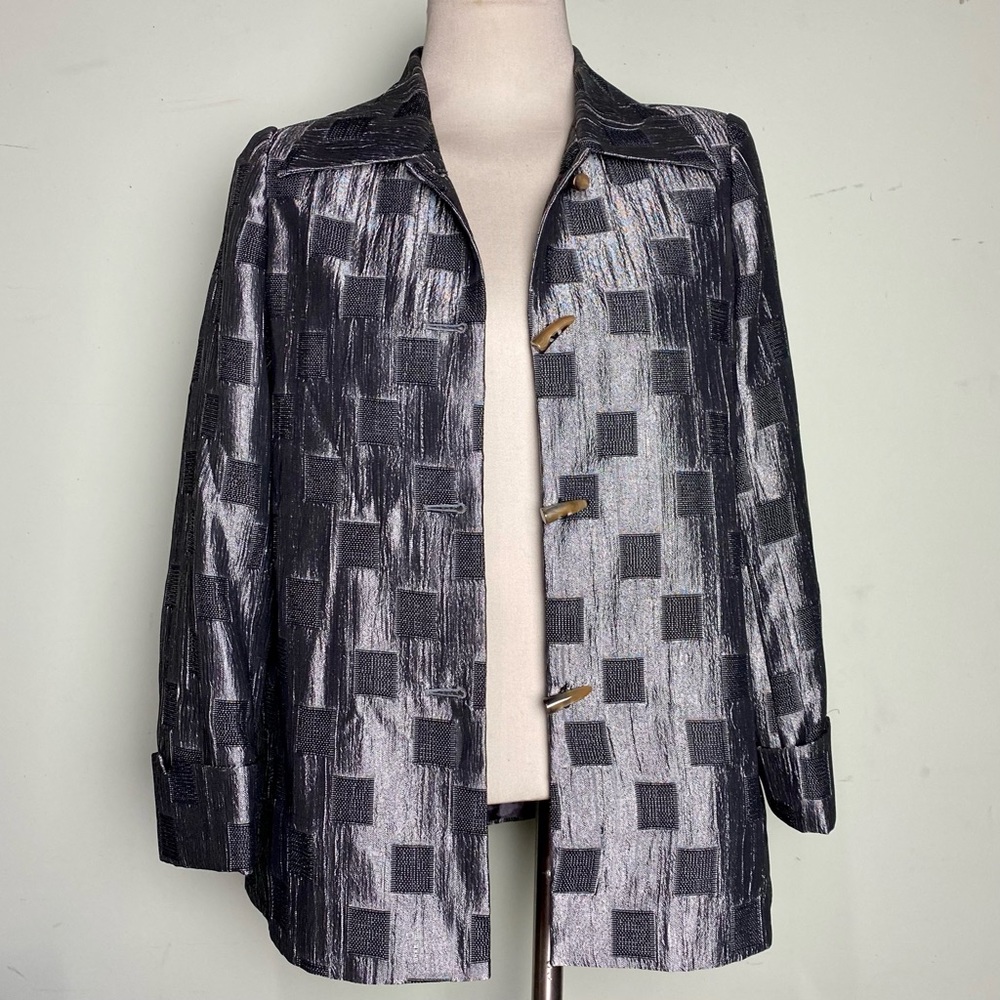 Grace Chuang Silver Metallic Geometric Jacket